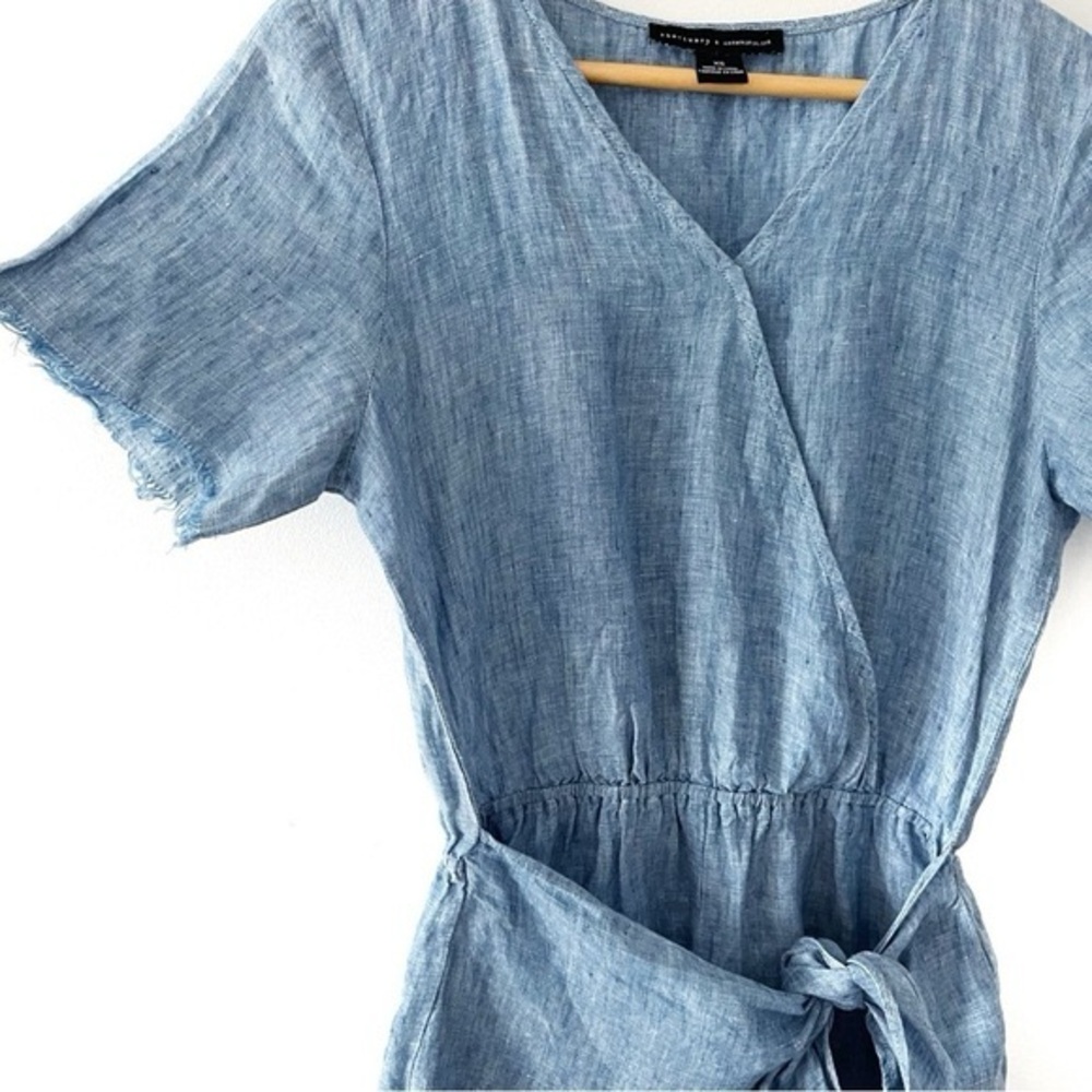 Sanctuary x Anthropologie  Montana 100% Linen Romper Size XS Blue Chambray - Picture 6 of 10
